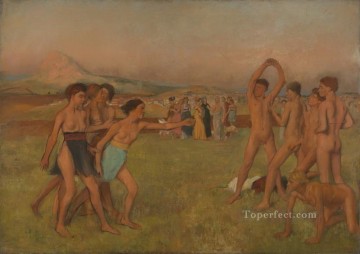 Chicas espartanas desafiando a los chicos 1860 Edgar Degas Pinturas al óleo